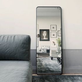 Black 60-inch Full Length Floor Mirror with Stand and Wall Mount Holes