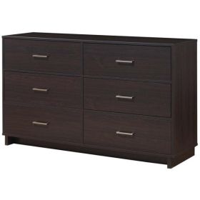 Modern 6 Drawer Double Dresser in Espresso