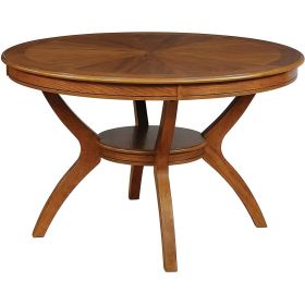 Modern 48-inch Round Dining Table in Medium Walnut Wood Finish