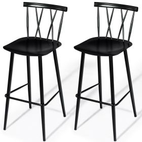 Set of 2 Black Steel Bar Height Barstool Dining Chairs