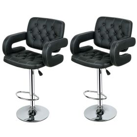 Set of 2 Black 30" Height High Back Metal Industrial Bar Stools