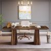 Modern Home Office Computer Desk Workstation in Dark Brown Wood Finish