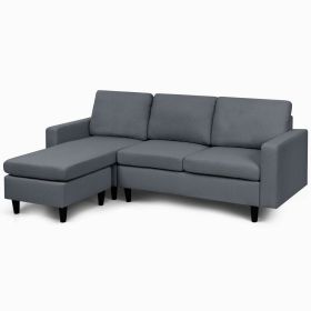 Dark Grey L-Shaped Left or Right Facing Mid-Century Style Sectional Sofa