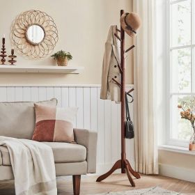 Heavy Duty Solid Wood Coat Rack in Dark Brown Finish with 53 lb Weight Capacity