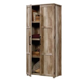 Farmhouse Wardrobe Storage Cabinet Armoire in Light Wood Finish