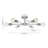 Modern 23-inch 6-Light Semi Flush Mount Sputnik Ceiling Light in Nickel Finish