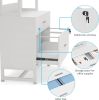 Home Office Lockable 2 Drawer Filing Cabinet Bookshelf in White Wood Finish