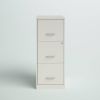 White Metal 3-Drawer Vertical File Cabinet with 2 Locking Drawers