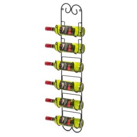 Wall Mounted Heavy Duty 6-Bottle Wine Rack in Black Iron