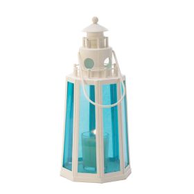 Nautical Ocean Blue Lighthouse Candle Lantern Lamp