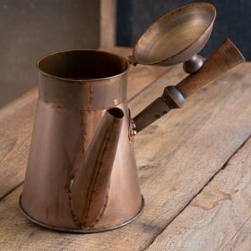Vintage Copper Finish Coffee Pot with Handle - Rustic Kitchen Decor