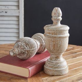Set of Two Turned Wood Finials - Decorative Finials for Home Decor and DIY Projects