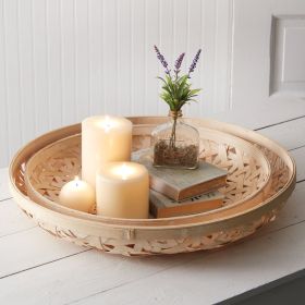 Boho Tobacco Baskets Set of Two - Handwoven Decorative Storage Bins for Home Organization